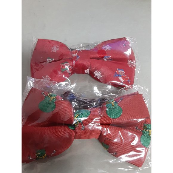 Boys Pretied Bow Ties set of 4 Christmas Holiday Designs Fits 2-4 yrs NEW - Picture 2 of 6